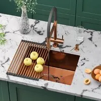 Кухонная мойка Roxen Uno 560210-54BR-V бронза/текстурная PVD покрытие (с ролл-матом и дозатором)