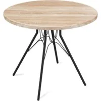 Кухонный стол Sheffilton SHT-TU34-P/80 МДФ (черный муар/дуб сонома светлый)