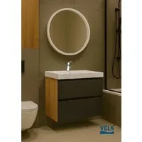 Мебель для ванных комнат Vela Тумба под умывальник Vela Мира Лайт 70П под Classica (дуб/черный) TU8836