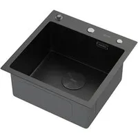 Кухонная мойка ARFEKA ECO AR 450450 POP-UP BLACK PVD NANO DECOR (настольная)