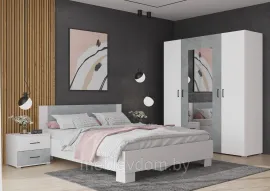 Спальный гарнитур Nova - Белый/ Бетон - Комплект 3 (Горизонт)