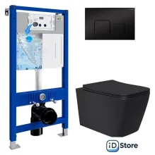 Унитаз подвесной Lauter Magdeburg 21103EC 21901002 (кнопка квадратная, черный)