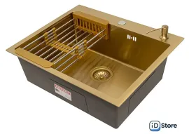 Кухонная мойка ARFEKA ECO AR мойка 600500, коландер, дозатор GOLD