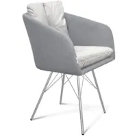 Стул с подлокотниками Sheffilton SHT-ST43-2/S37 (стальной серый/серое облако/хром лак)