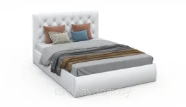 Мягкая кровать Беатриче с подъемным механизмом 180х200 кожзам Teos White
