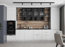 Кухня Монца 3.6м - Черный/Белый Софт (ДСВ Мебель)