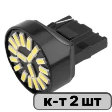 Автолампа диод W21W (T20, 7440) W3x16d 12V 18SMD 1-конт 0,5W SKYWAY Белая, пакет с подвесом min2