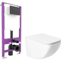 Унитаз подвесной Saniteco KW-99048 Triton Pro EVO815N (с кнопкой черный, матовый)