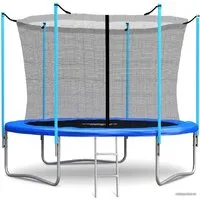 Батут Atlas Sport 252 см - 8ft (с лестницей, внутренняя сетка, синий)