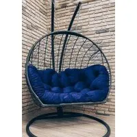 Подвесное кресло Craftmebel Кокон Дабл (черный/синий вельвет)