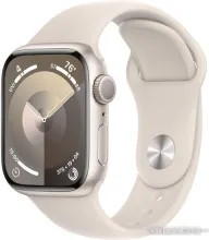 Умные часы Apple Watch Series 9 41 мм (алюминиевый корпус, звездный свет/звездный свет, спортивный силиконовый ремешок M/L)