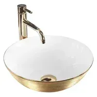 Умывальник Rea Stella gold brush white U9087