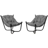 Комплект кресел садовых M-Group Чил / 29360409 (2шт, черный/серая подушка)
