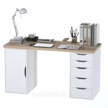 Стол письменный ИНГАР 2/5/ДВ (дуб беленый/белый)