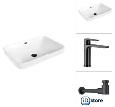 Умывальник Lauter 21441B Reef 21CK678BS с сифоном 21635B (черный матовый)