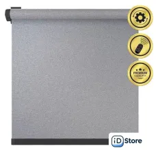 Рулонная электроштора НеоФьюжен Мегаполис 140х250 правая (серебристый, черная фурнитура)