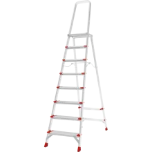 Стремянка алюминиевая односторонняя профессиональная NV3137, 1х8 ступеней 130 мм, площадка 350х260 мм