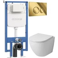 Унитаз подвесной Grossman GR-4455SQ 900.K42.01.000 Style 700.K45.05.30M.30M (золотой глянцевый)