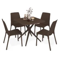 Обеденная группа Sheffilton SHT-DS206 (коричневый/коричневый муар)