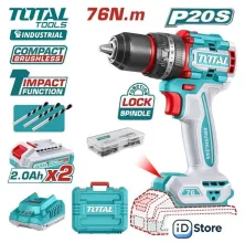 Ударная дрель-шуруповерт Total TIDLI20768 (с 2-мя АКБ, кейс)