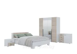 Спальня Барселона - Комплект 2 - Белый/Дуб Сонома (Горизонт)
