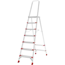 Стремянка алюминиевая односторонняя профессиональная NV3137, 1х7 ступеней 130 мм, площадка 350х260 мм