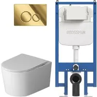 Унитаз подвесной Grossman GR-4499SQ 900.K42.01.000 Style 700.K45.05.30M.30M (золотой глянцевый)