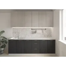 Готовая кухня Артём-Мебель Эльза СН-114 без стекла (МДФ) 2,6м бетон белый/бетон графит