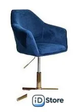Стул с подлокотниками AksHome Dubai (синий велюр/золото)