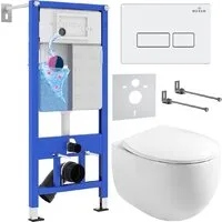Унитаз подвесной Roxen Egg в комплекте с инсталляцией StounFix Dual Fresh 6 в 1 964170 (кнопка белый глянец)