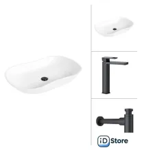 Умывальник Lauter 21570 Cascade 21СК0655BS с сифоном 21635B (черный матовый)