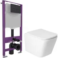 Унитаз подвесной Saniteco KW-9004WS Triton Pro EVO815N (с кнопкой черный, матовый)