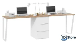 Стол Трия Порто СМ-393.15.013 с тумбой (белый жемчуг/яблоня беллуно/белый софт)