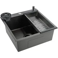 Кухонная мойка Futur FK 5050 Eco Embossing Pop-up Rinzer plus (Black Nano)