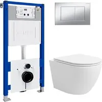 Унитаз подвесной Lauter Vortex 2110830 с кнопкой 219703J (прямоугольная, сатин)