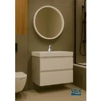 Мебель для ванных комнат Vela Тумба под умывальник Vela Мира Лайт 70П под Classica (корпус бетон чикаго/фасад белый матовый) TU8835