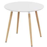 Кухонный стол Трия Оливия Тип 1 / Б-370 (белый матовый/металл белый/натуральное дерево)