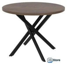 Кухонный стол Аврора Рига D950 (дуб гудзон шоколадный/черный)