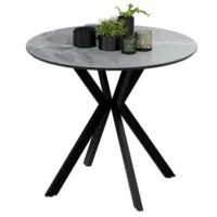 Кухонный стол Трия Эрвин тип 1 (черный муар/керамика матовый серый мрамор)