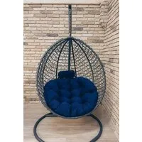 Подвесное кресло Craftmebel Кокон Капля Премиум (черный/синий)