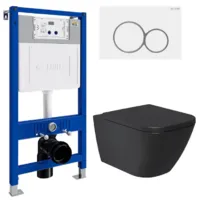 Унитаз подвесной с инсталляцией Lauter Nuremberg 21811B 21901002 (черный, с кнопкой 219702E белый)