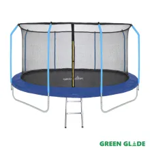 Батут уличный Green Glade с сеткой и лестницей 12-футовый (3 ножки 3 стойки)