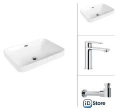 Умывальник Lauter 21441B Moon 21СK691C с сифоном 21635CH (хром)