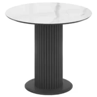 Кухонный стол Трия Айрис тип 1 (черный муар/стекло глянцевое белый мрамор)