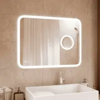 Зеркало Континент Bliss Led 80x70 (с увеличительным зеркалом и часами)