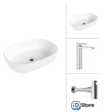 Умывальник Lauter 21836 Cascade 21СК0655C с сифоном 21635CH (хром)