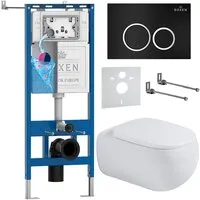 Унитаз подвесной Roxen Titan в комплекте с инсталляцией StounFix Dual Fresh 6 в 1 967210 (кнопка черная)