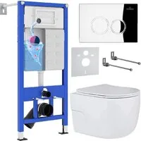 Унитаз подвесной Roxen Porto One Rimless 6 в 1 StounFix Dual Fresh 516917 (кнопка хром)