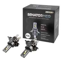 Автолампа диод H4 P43t 12V 56W 6000Лм SKYWAY компактвентилятор SENATOR NEO 6000К Белая коробка