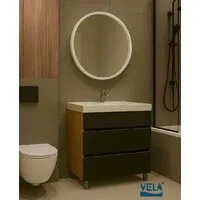 Мебель для ванных комнат Vela Тумба под умывальник Vela Мира Лайт 60Н под Classica (дуб/черный) TU8841